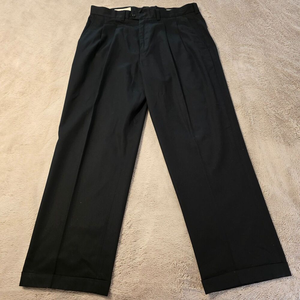 John W. Nordstrom Pants Mens 36x30 Black Smartcare Wrinkle-Free Pleated